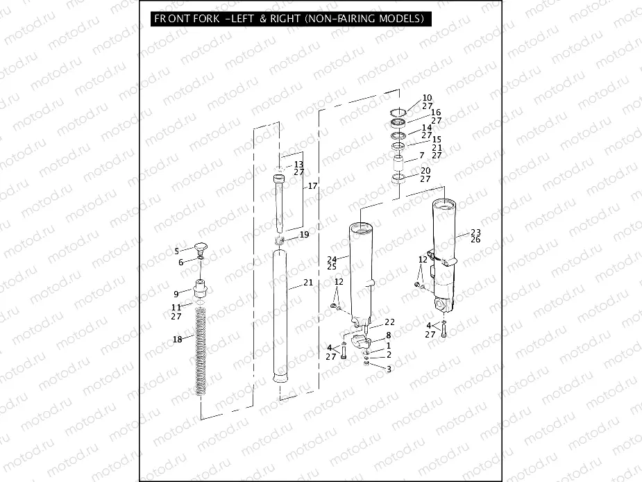 FRONT FORK - LEFT & RIGHT (NON-FAIRING MODELS)