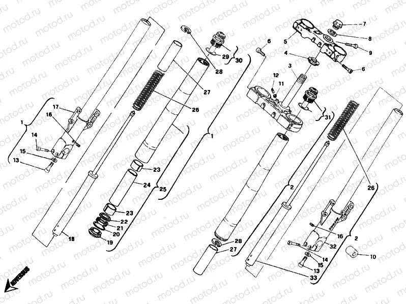 FRONT FORK MARZOCCHI DM 009915> » FRONT SUSPENSION