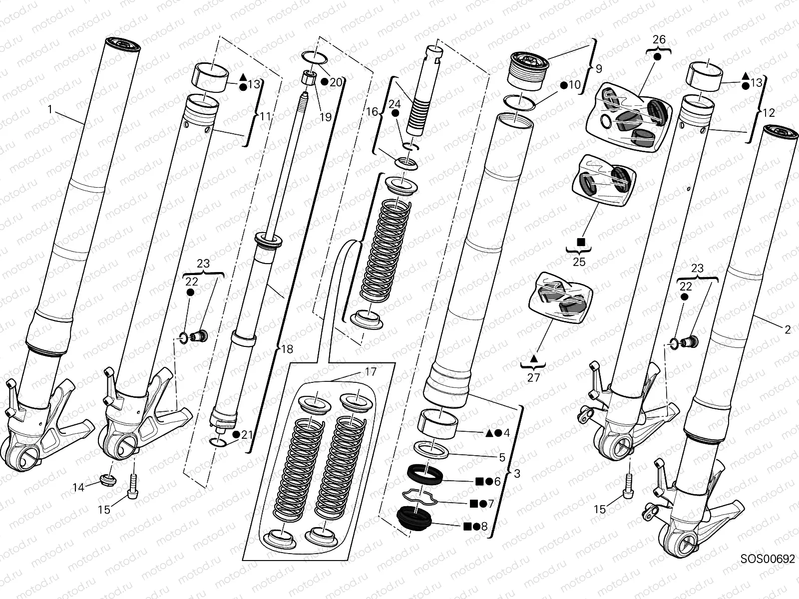 FRONT FORK [MOD:1299;XST:AUS,EUR,FRA,JAP]