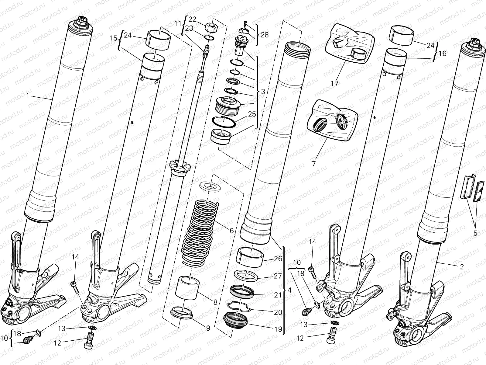FRONT FORK [MOD:DVLC;XST:EUR,FRA,JAP]