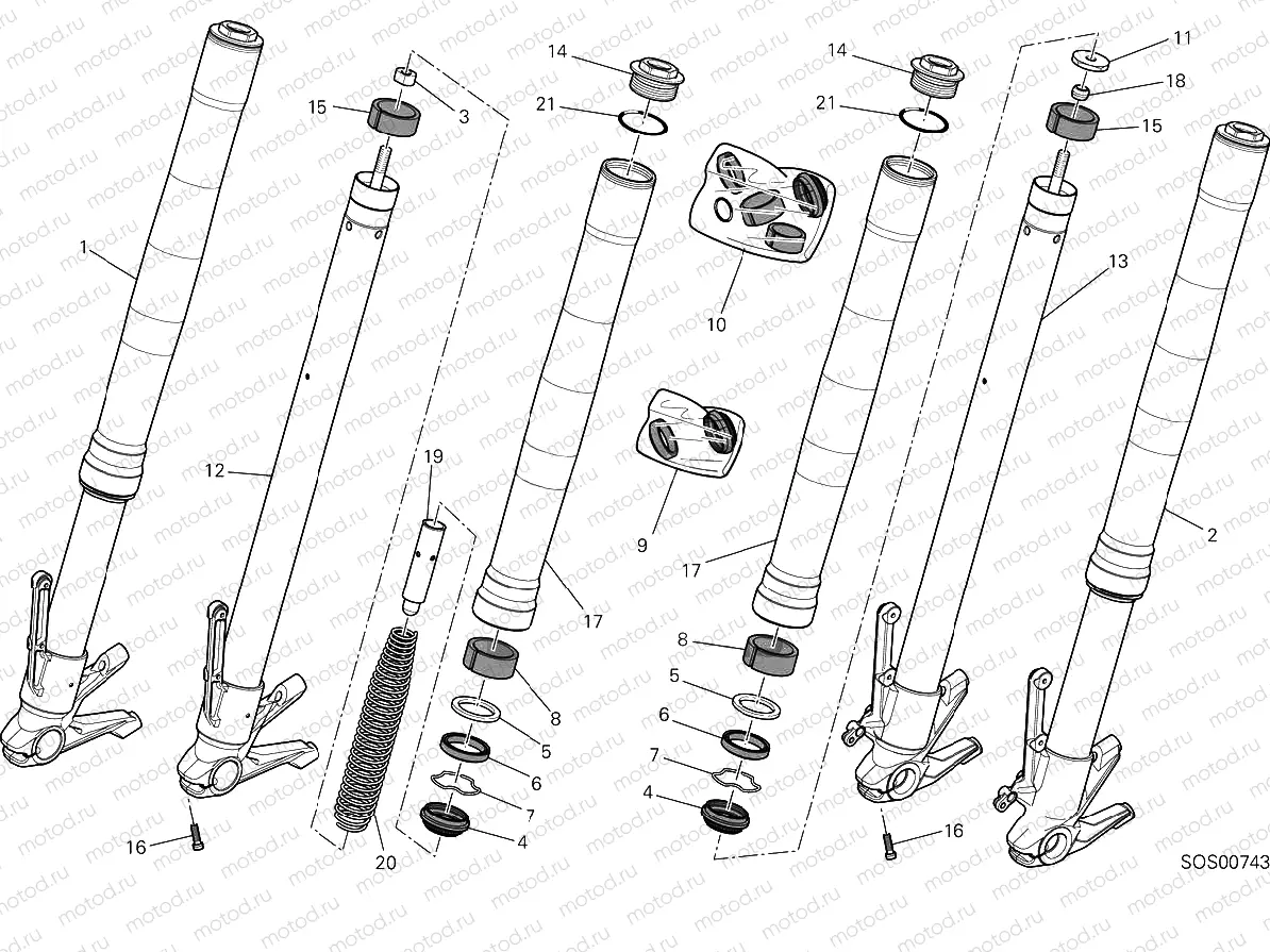 FRONT FORK [MOD:M821DARK;XST:AUS,EUR,FRA,JAP]