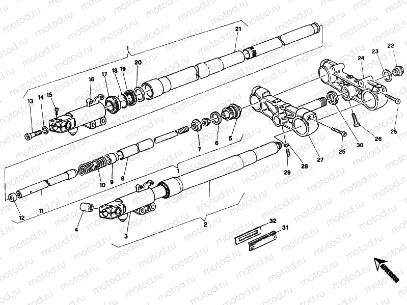 FRONT FORK SHOWA FM <009914 » FRONT SUSPENSION