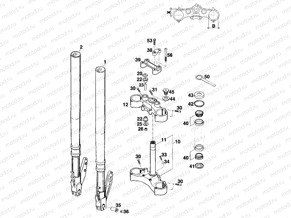 FRONT FORK, TRIPLE CLAMP