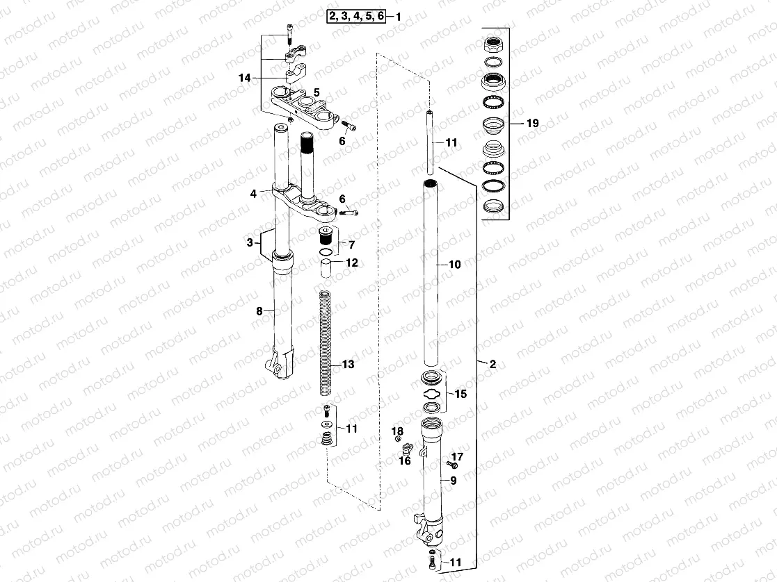 FRONT FORK, TRIPLE CLAMP