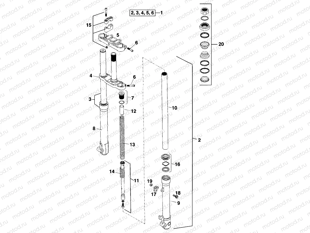 FRONT FORK, TRIPLE CLAMP