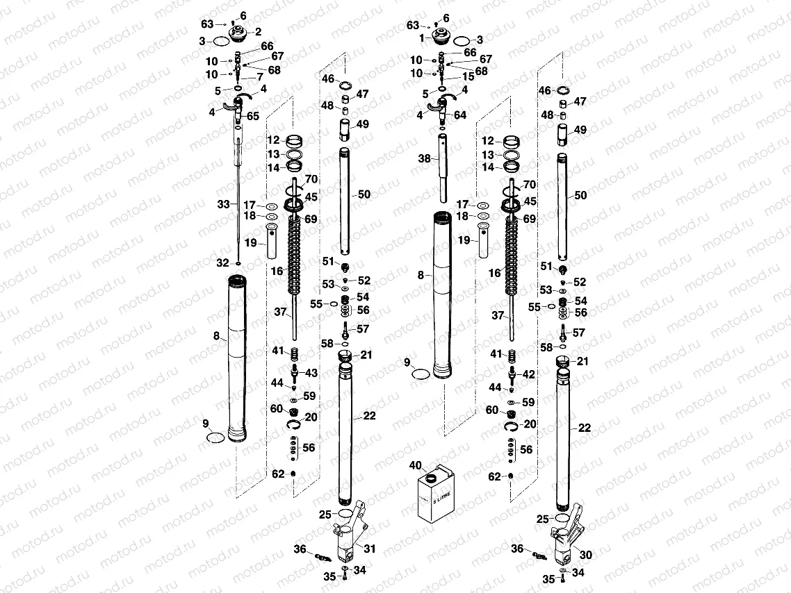 FRONT FORK, TRIPLE CLAMP