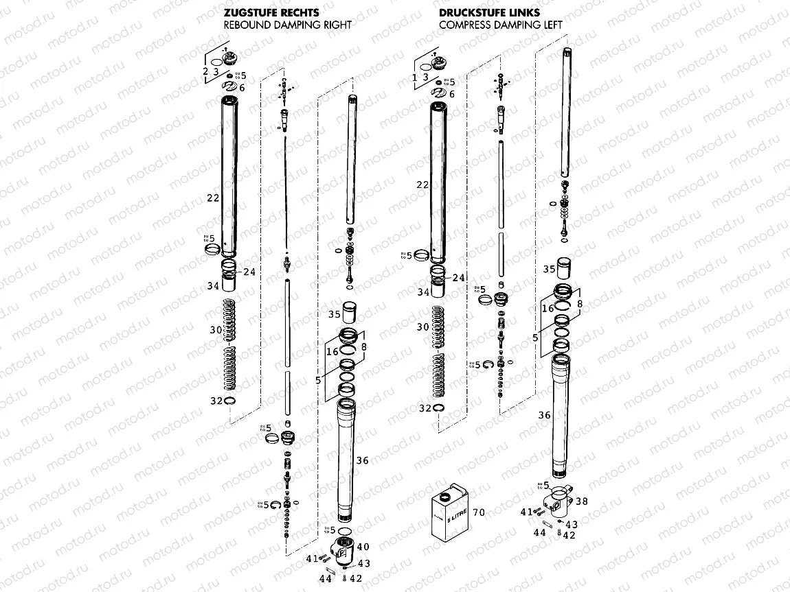 FRONT FORK, TRIPLE CLAMP