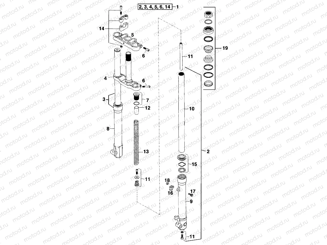FRONT FORK, TRIPLE CLAMP