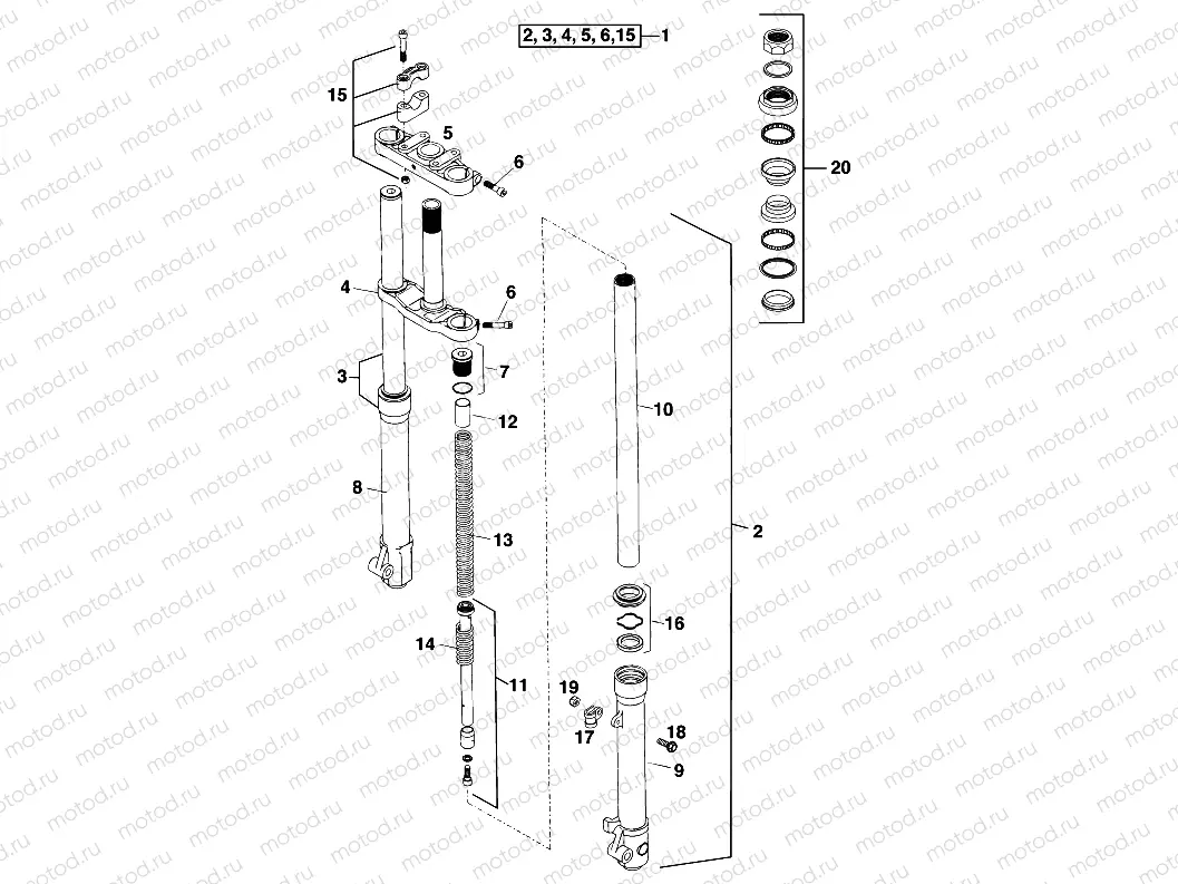 FRONT FORK, TRIPLE CLAMP