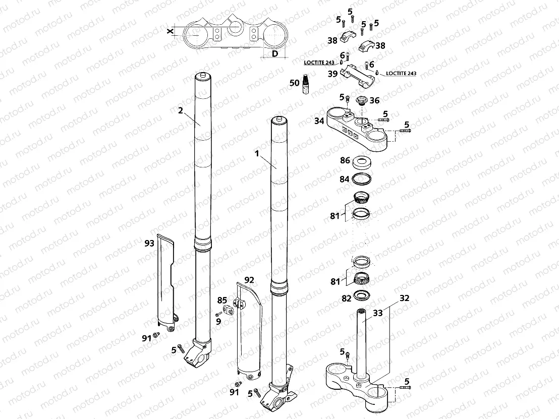 FRONT FORK, TRIPLE CLAMP