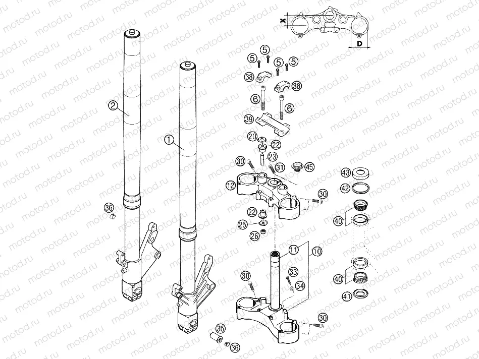 FRONT FORK, TRIPLE CLAMP