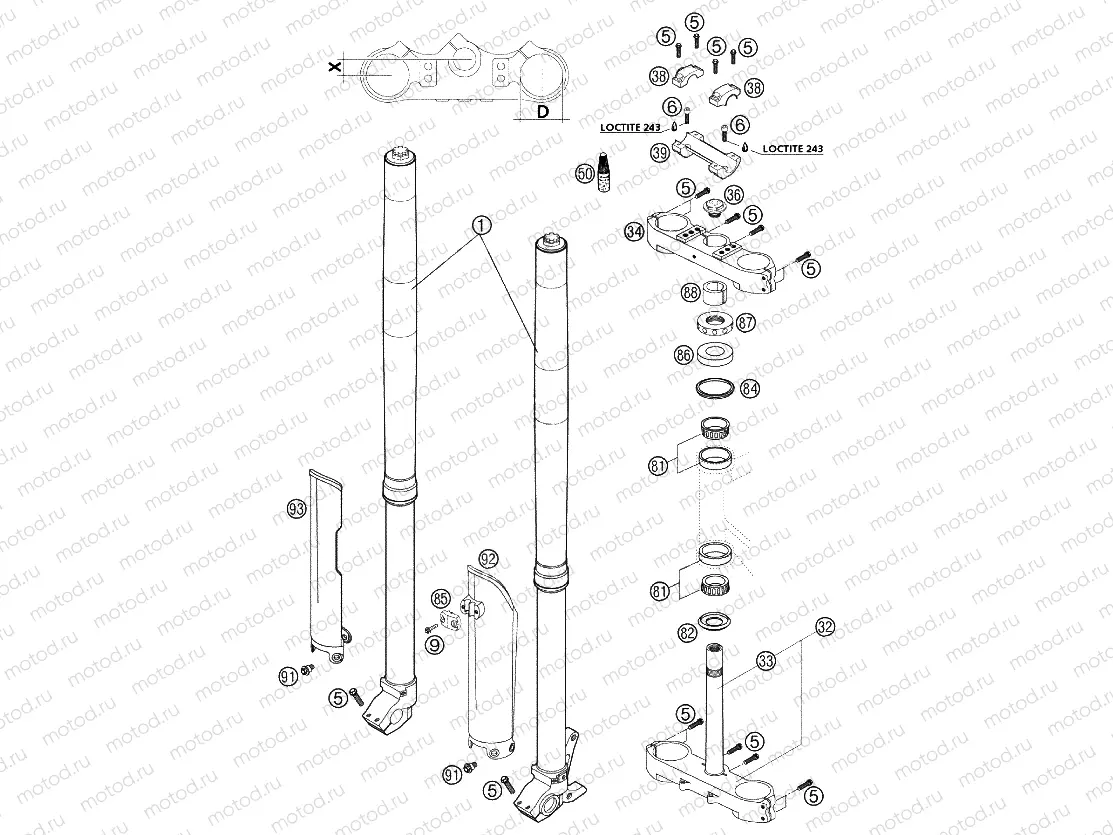 FRONT FORK, TRIPLE CLAMP