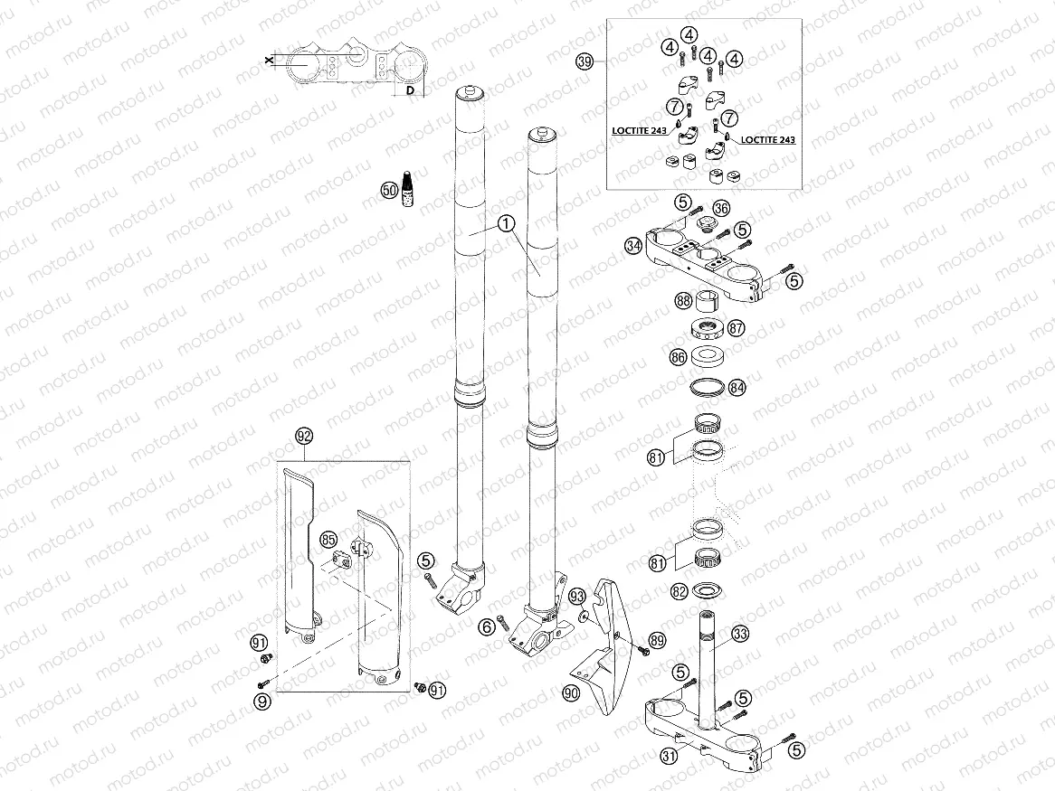 FRONT FORK, TRIPLE CLAMP