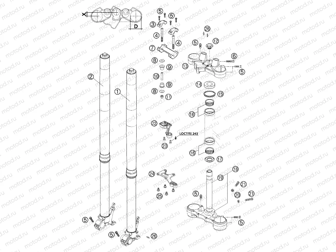 FRONT FORK, TRIPLE CLAMP