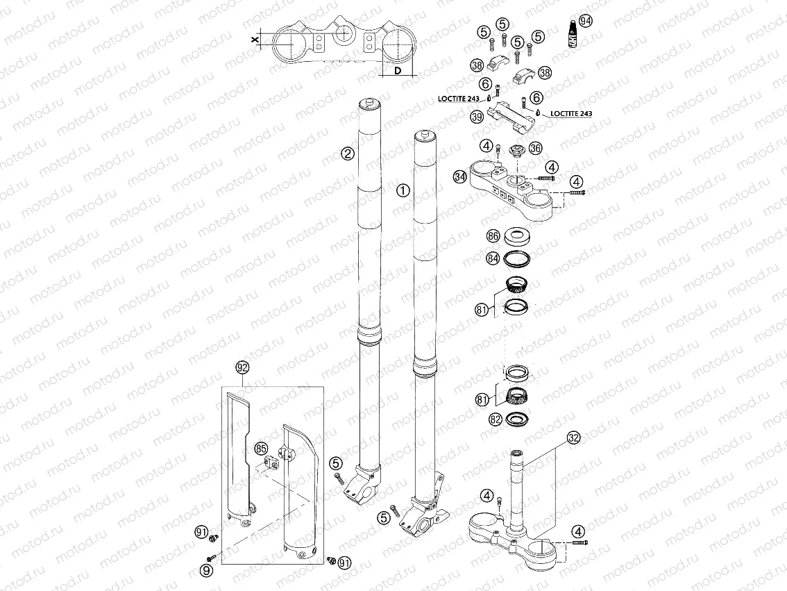 FRONT FORK, TRIPLE CLAMP