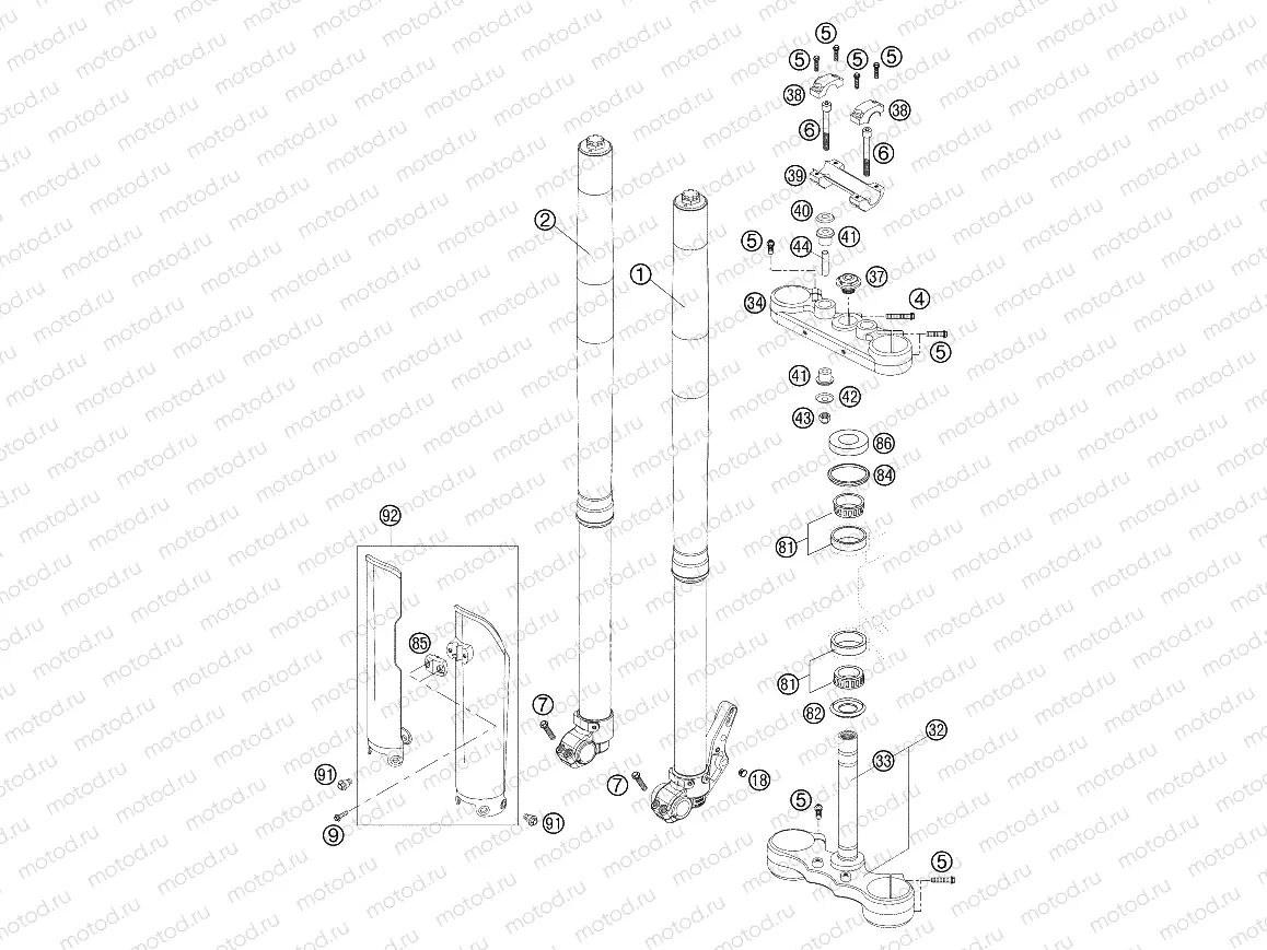 FRONT FORK, TRIPLE CLAMP