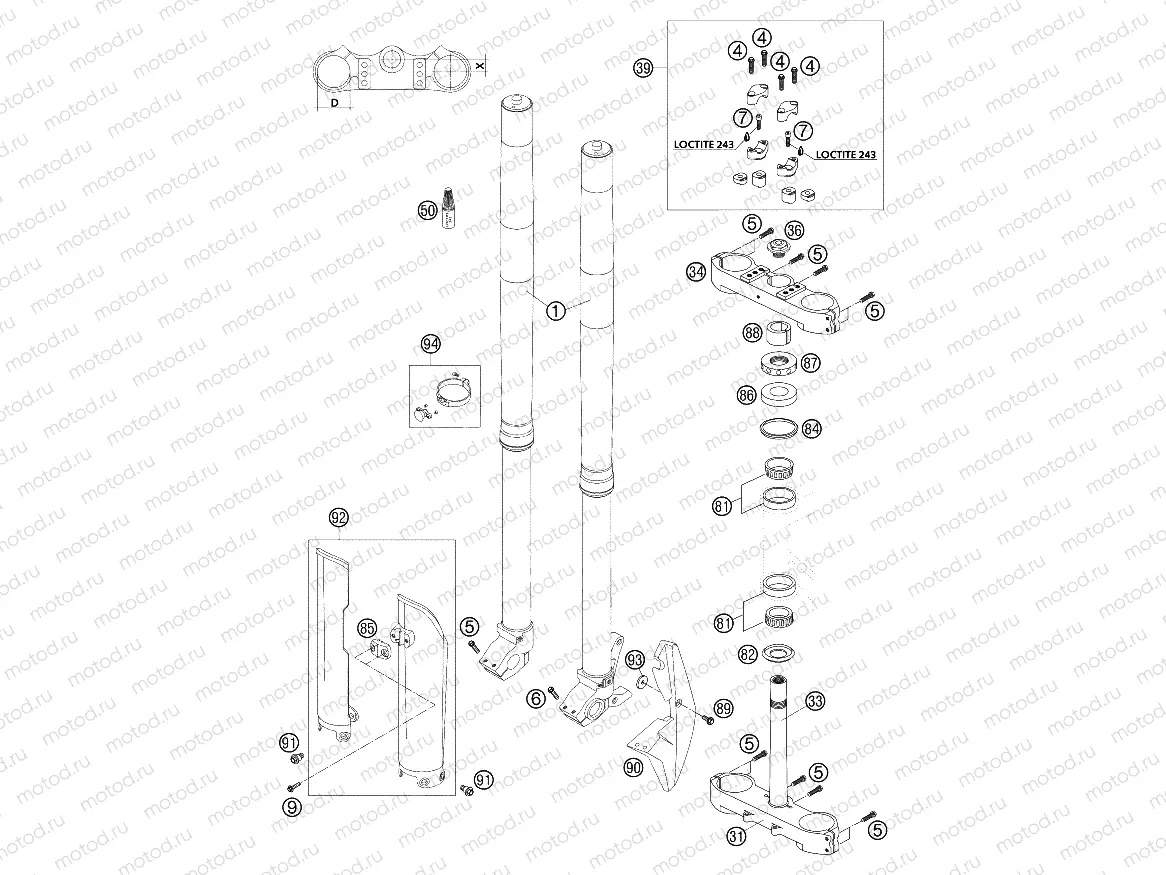 FRONT FORK, TRIPLE CLAMP