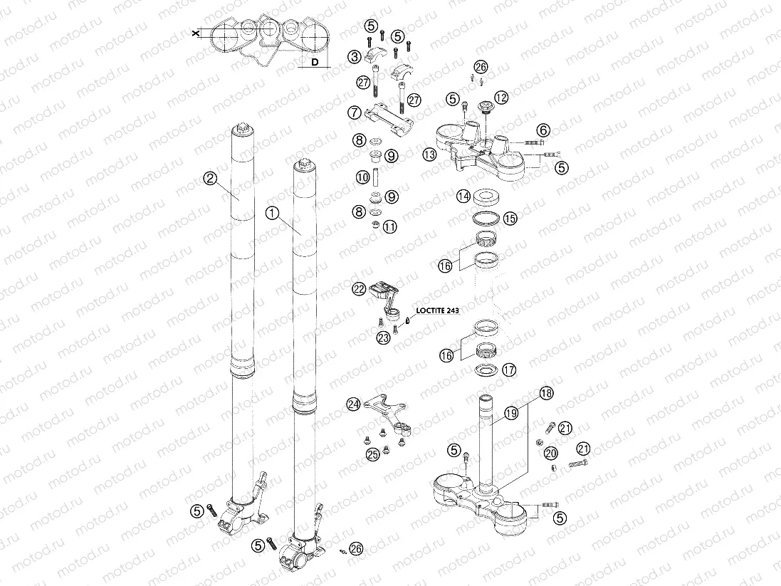 FRONT FORK, TRIPLE CLAMP