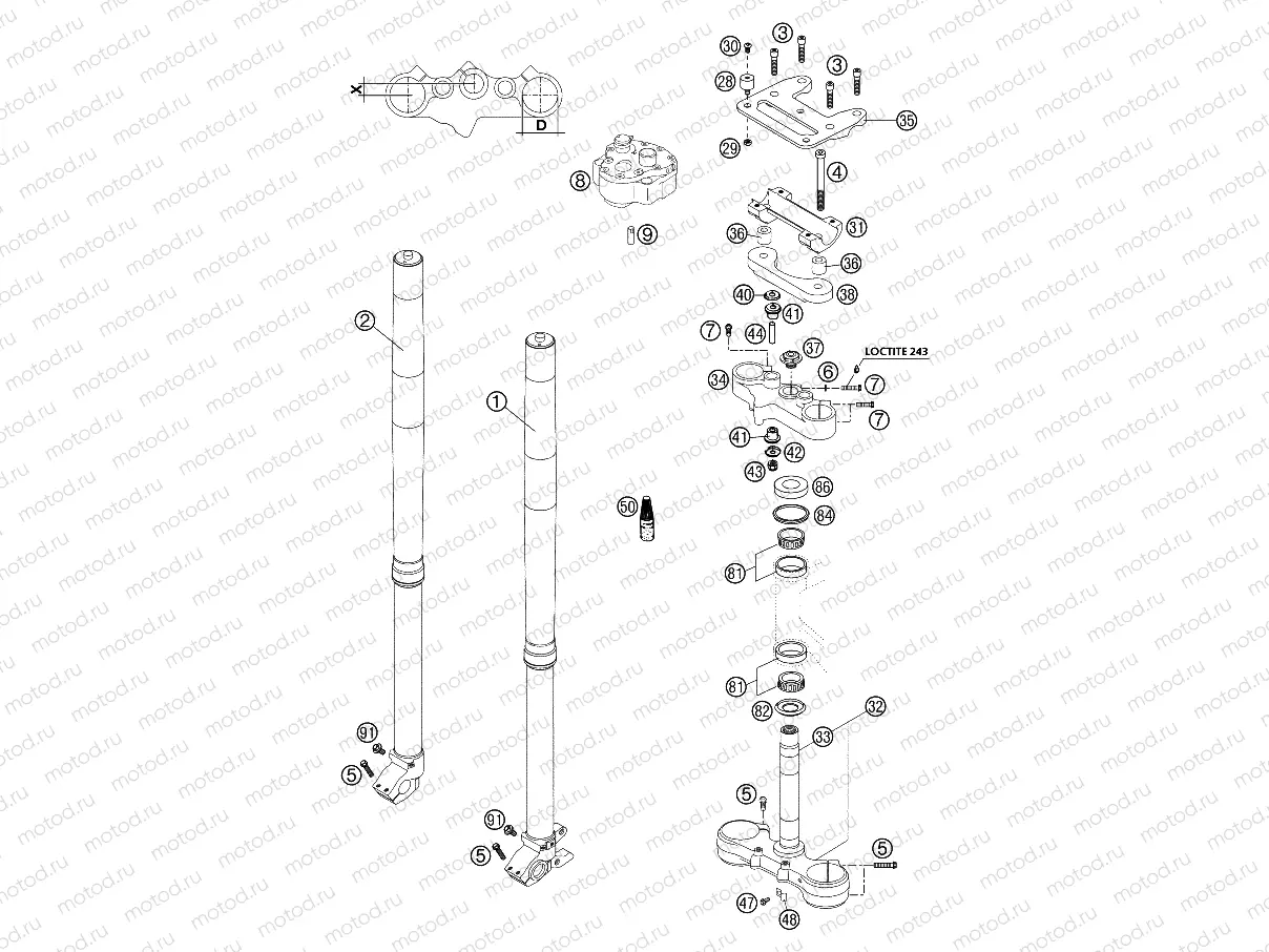 FRONT FORK, TRIPLE CLAMP