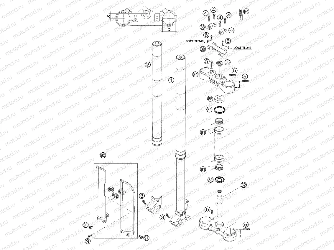 FRONT FORK, TRIPLE CLAMP