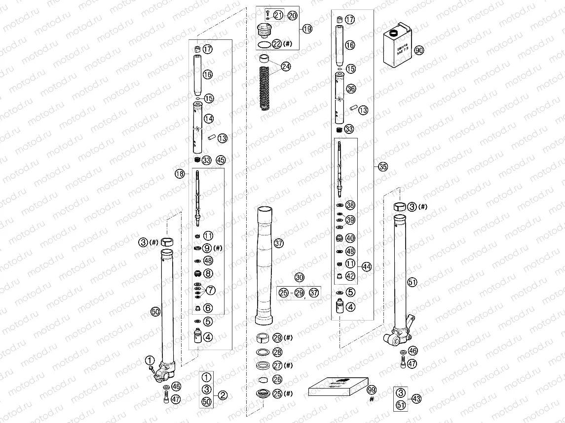 FRONT FORK, TRIPLE CLAMP