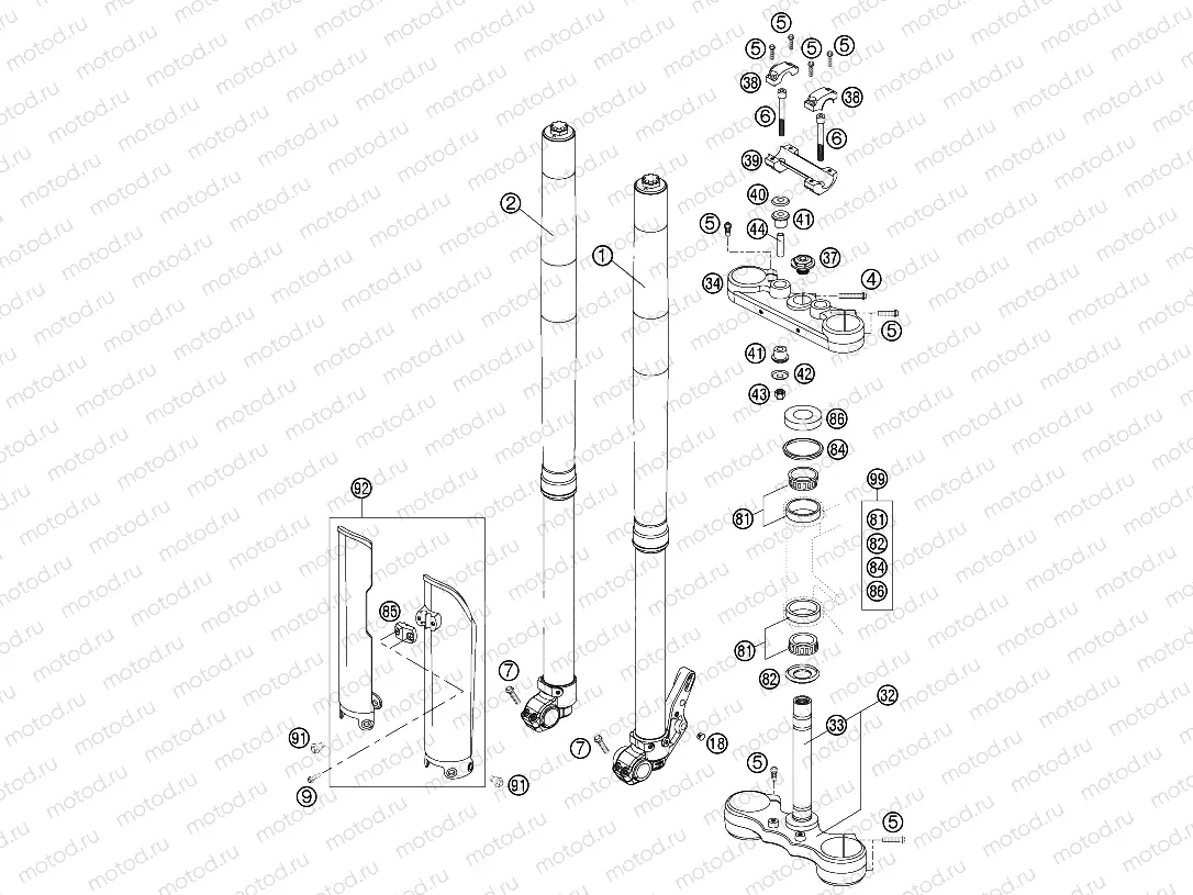 FRONT FORK, TRIPLE CLAMP