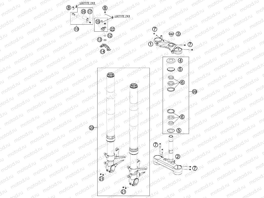 FRONT FORK, TRIPLE CLAMP