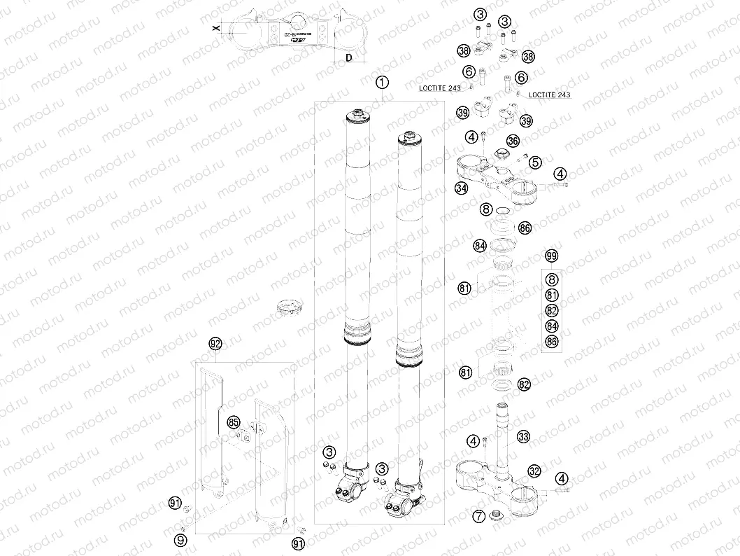 FRONT FORK, TRIPLE CLAMP