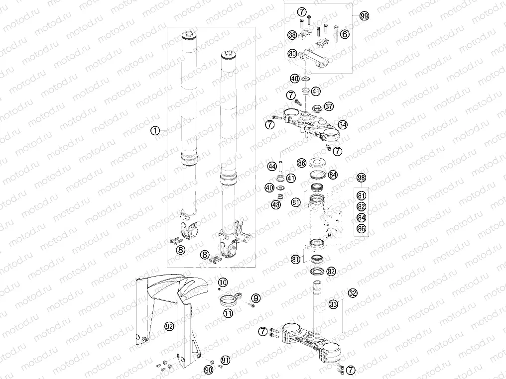 FRONT FORK, TRIPLE CLAMP