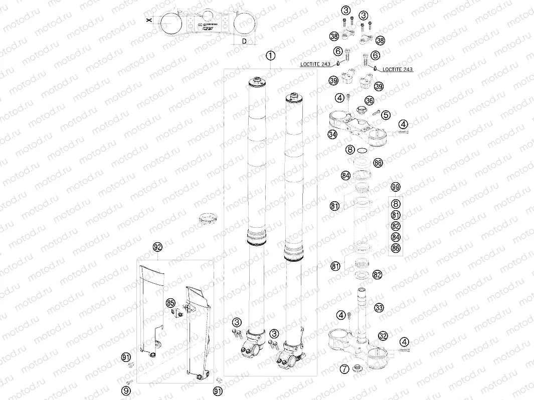 FRONT FORK, TRIPLE CLAMP