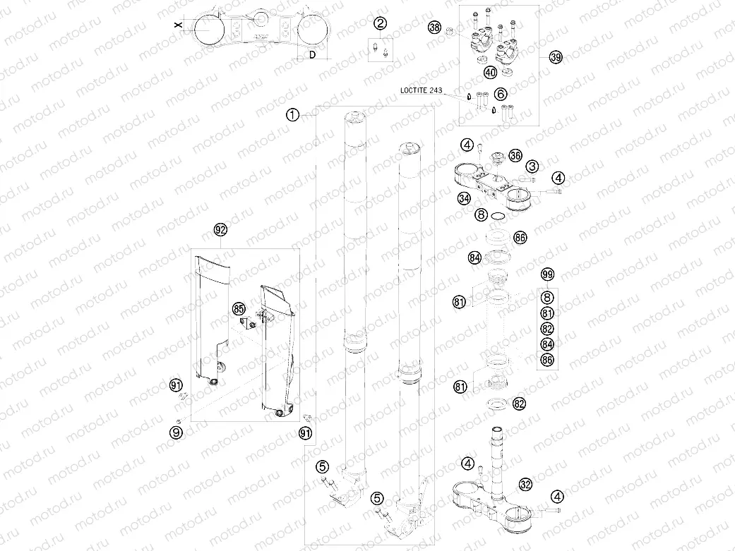 FRONT FORK, TRIPLE CLAMP