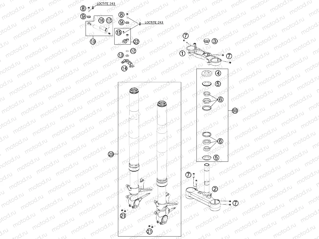 FRONT FORK, TRIPLE CLAMP