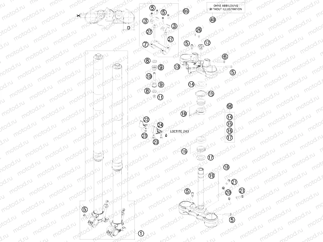 FRONT FORK, TRIPLE CLAMP
