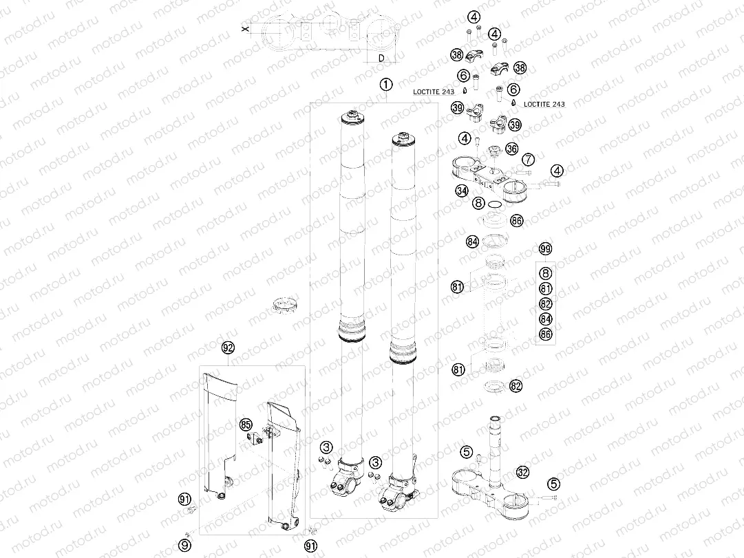 FRONT FORK, TRIPLE CLAMP