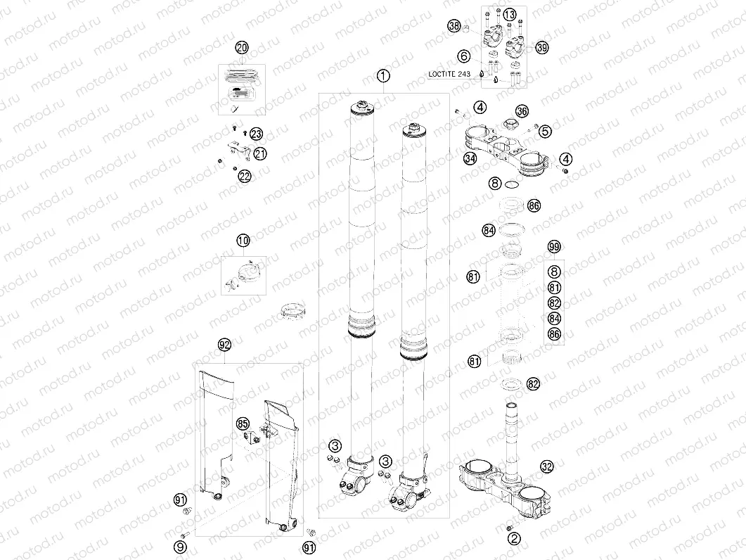 FRONT FORK, TRIPLE CLAMP