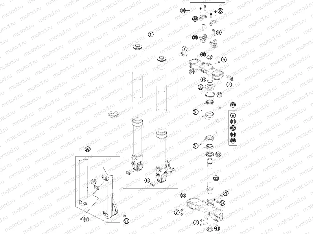 FRONT FORK, TRIPLE CLAMP