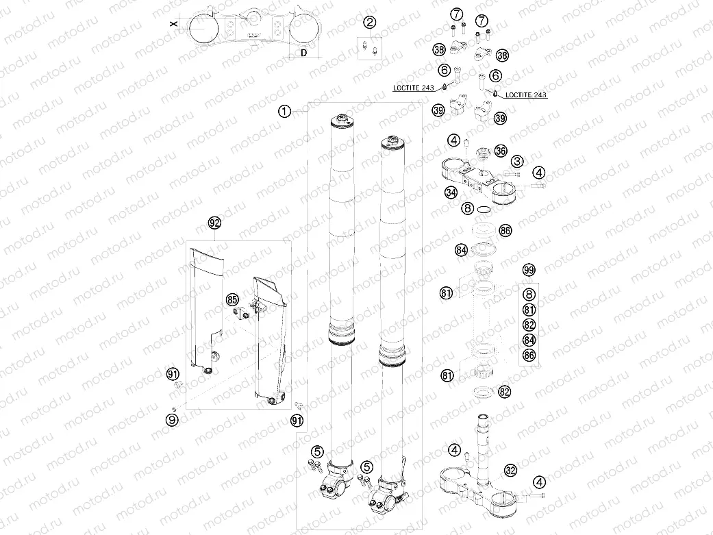 FRONT FORK, TRIPLE CLAMP