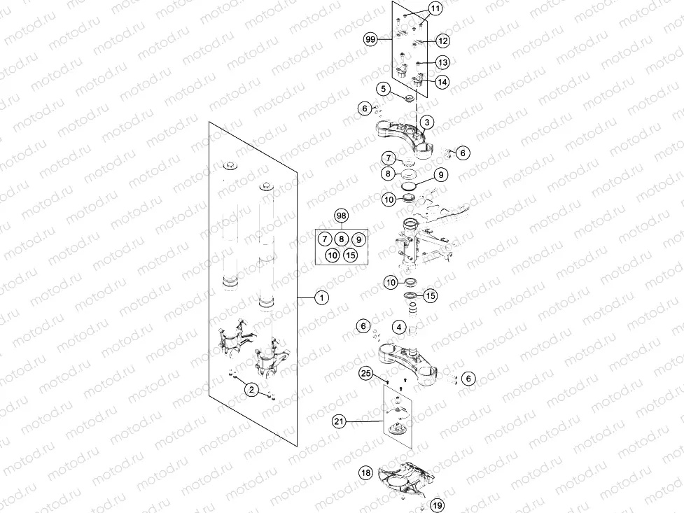 FRONT FORK, TRIPLE CLAMP