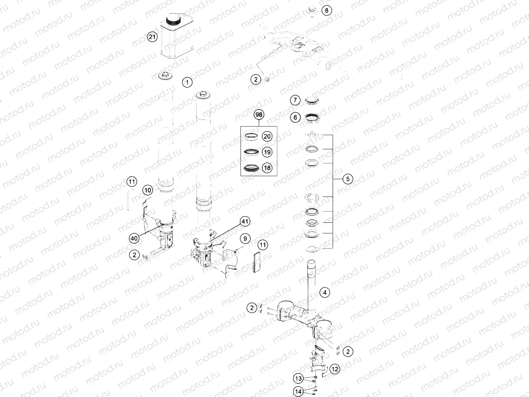 FRONT FORK, TRIPLE CLAMP