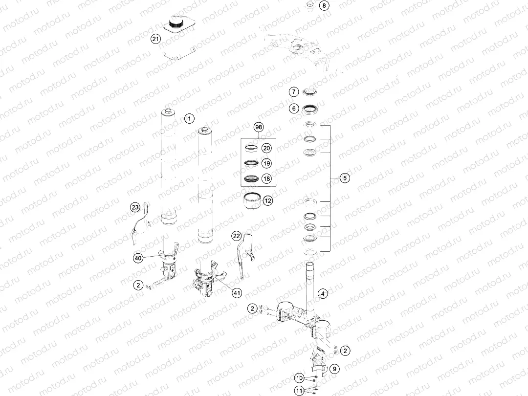 FRONT FORK, TRIPLE CLAMP