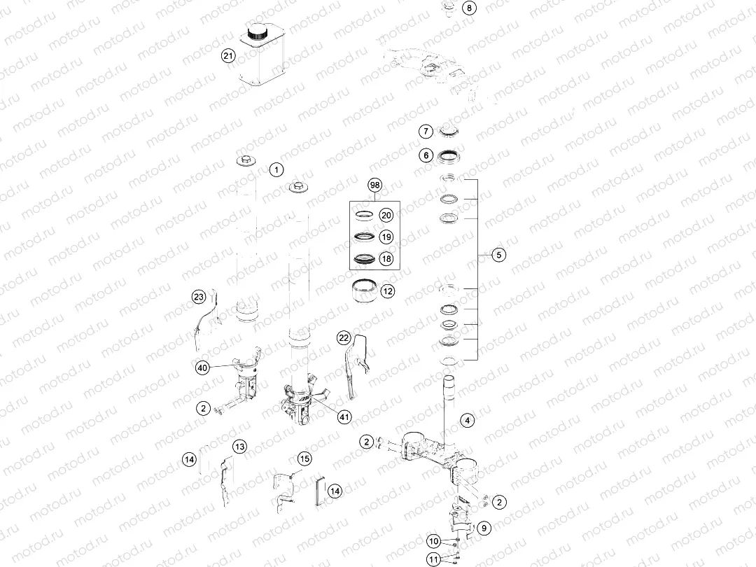 FRONT FORK, TRIPLE CLAMP