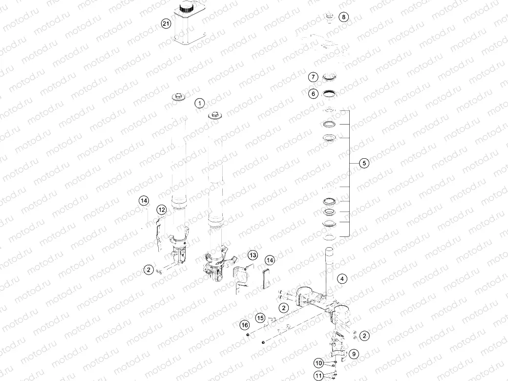 FRONT FORK, TRIPLE CLAMP