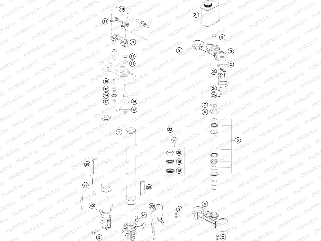 FRONT FORK, TRIPLE CLAMP