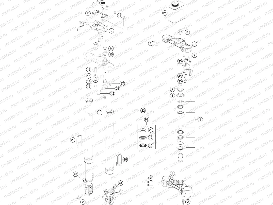 FRONT FORK, TRIPLE CLAMP