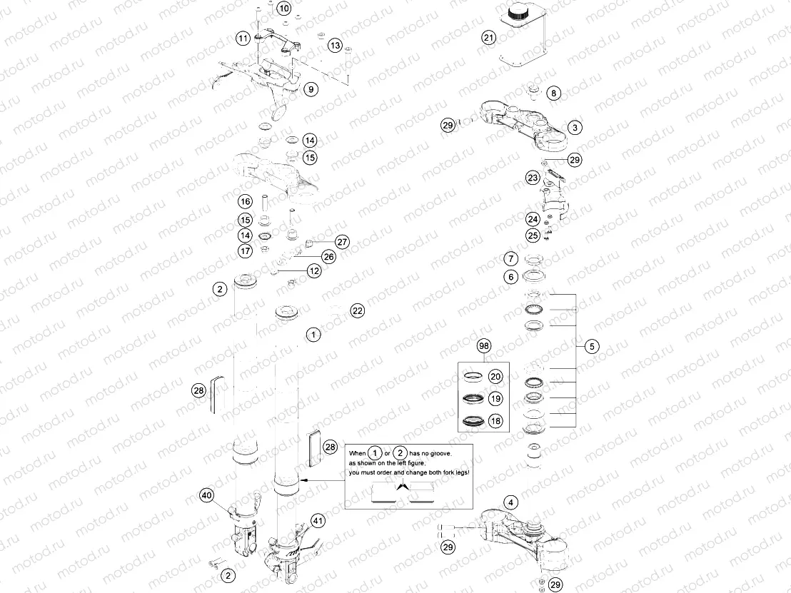 FRONT FORK, TRIPLE CLAMP
