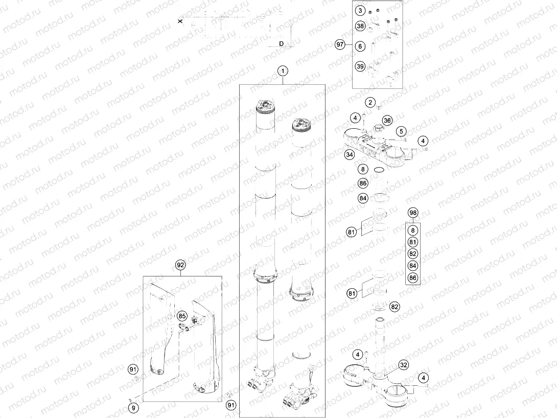FRONT FORK, TRIPLE CLAMP