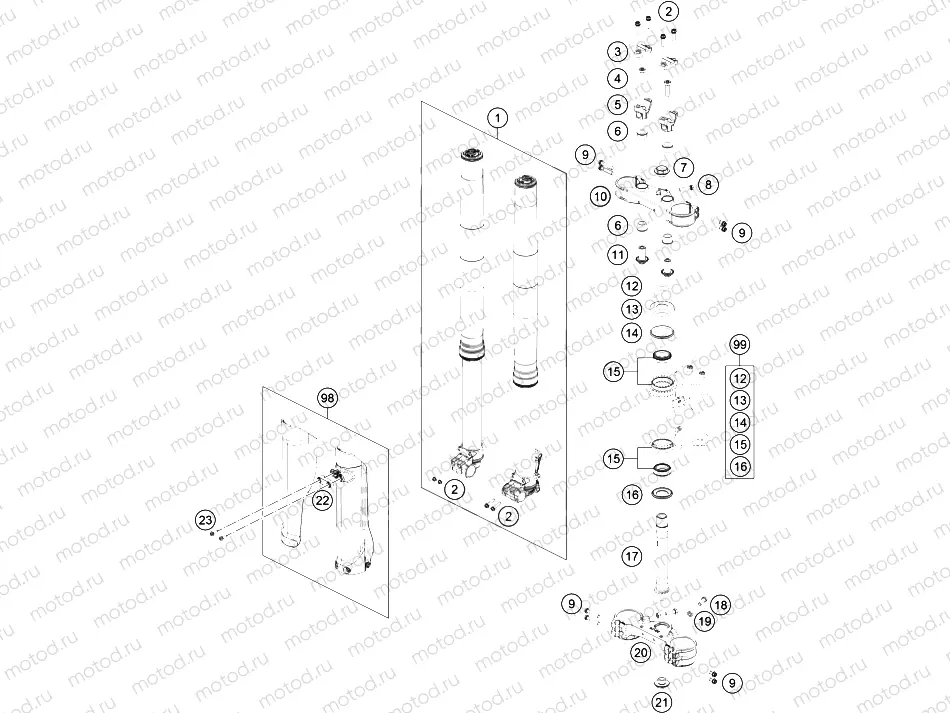 FRONT FORK, TRIPLE CLAMP|Frame|01