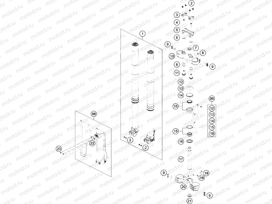 FRONT FORK, TRIPLE CLAMP|Frame|01