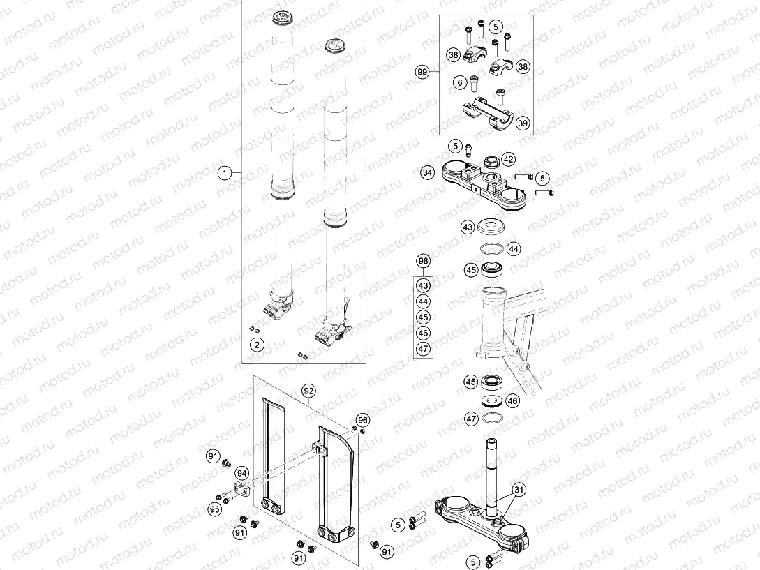 FRONT FORK, TRIPLE CLAMP|Frame|01
