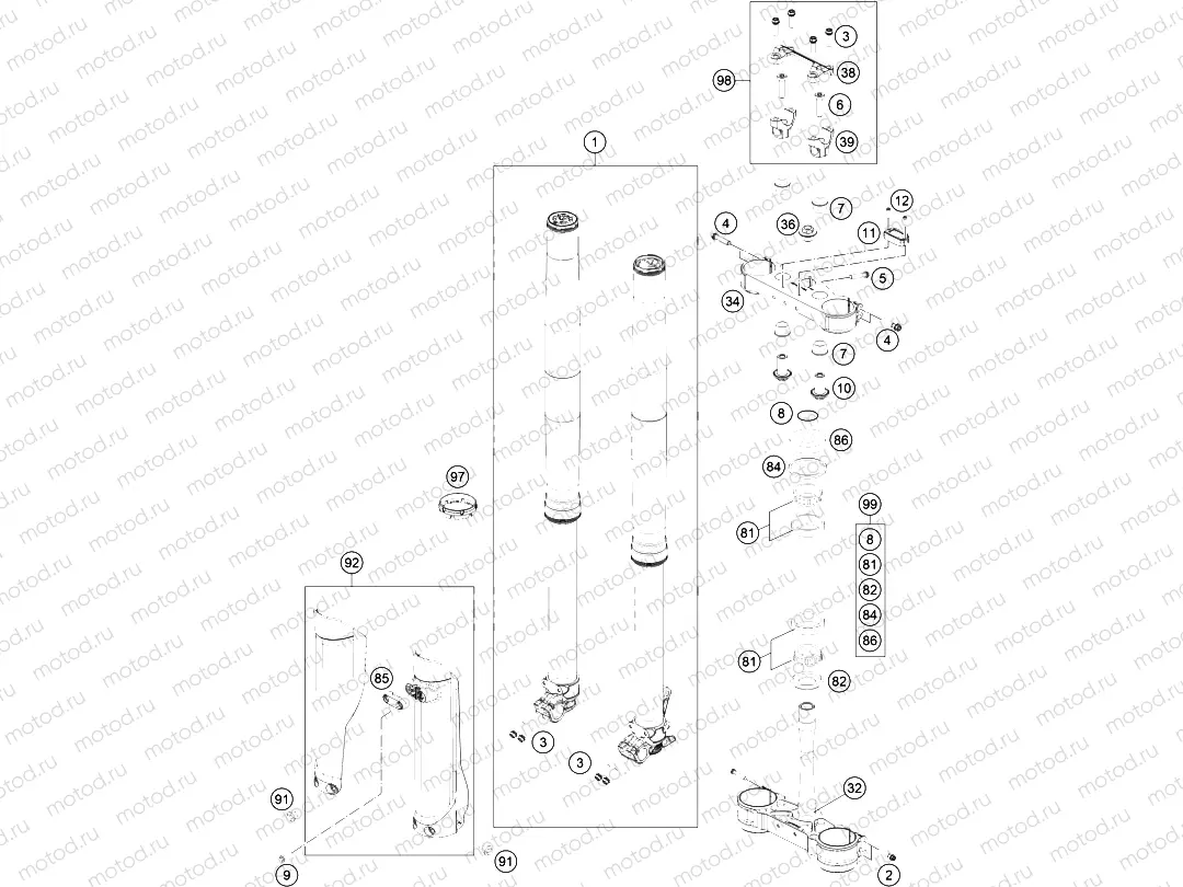 FRONT FORK, TRIPLE CLAMP|Frame|01